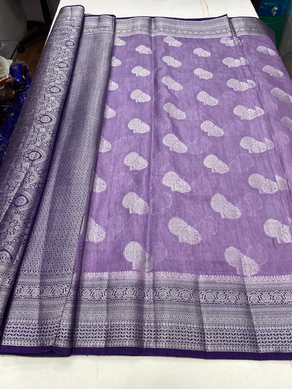 Soft Cotton Silver Butta Saree (2728)
