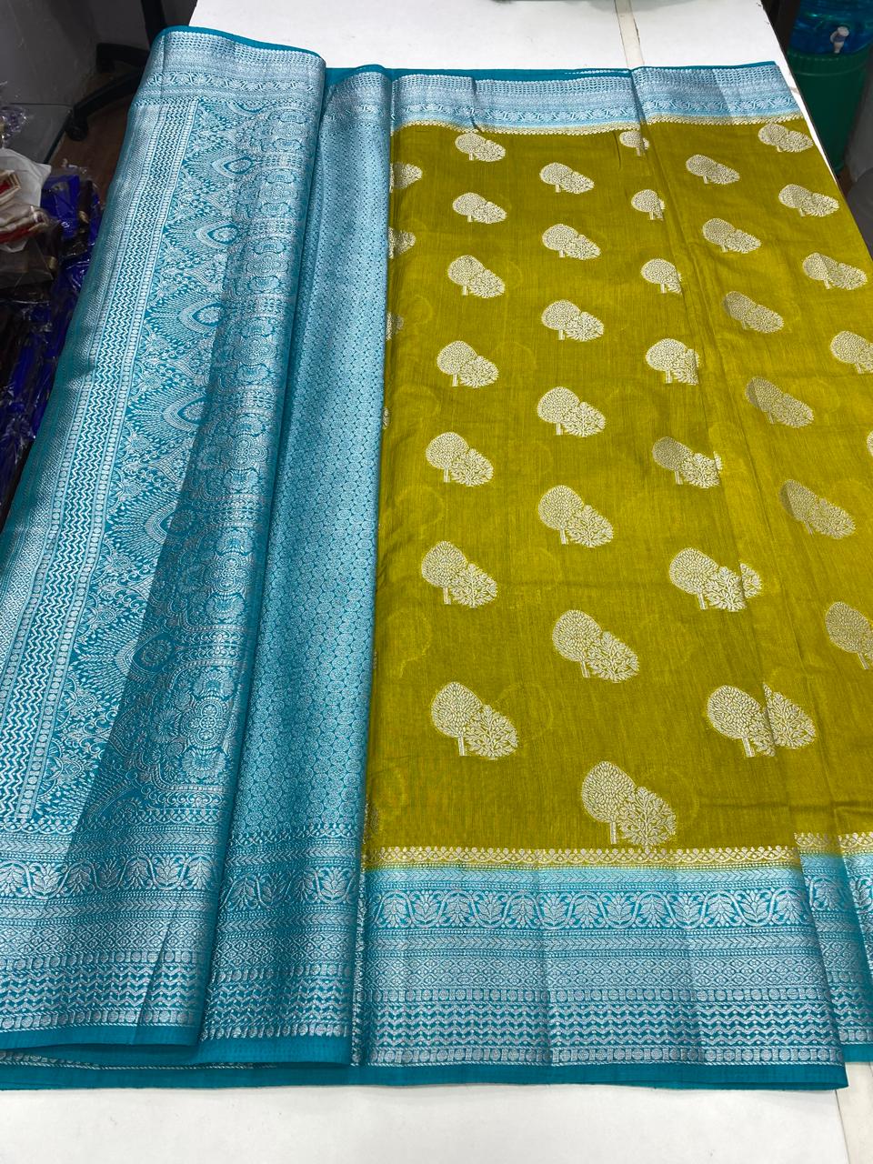 Soft Cotton Silver Butta Saree (2728)