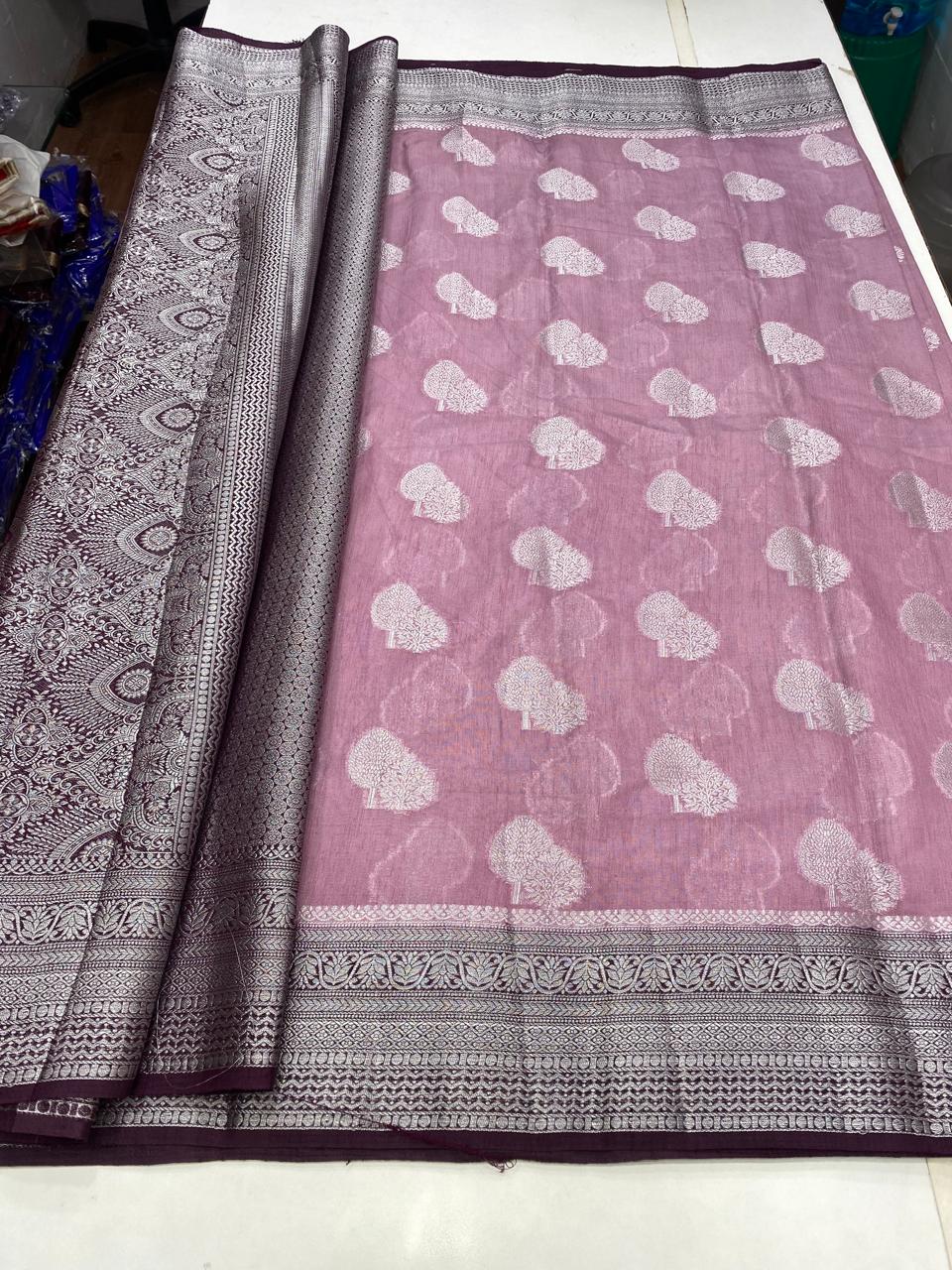 Soft Cotton Silver Butta Saree (2728)
