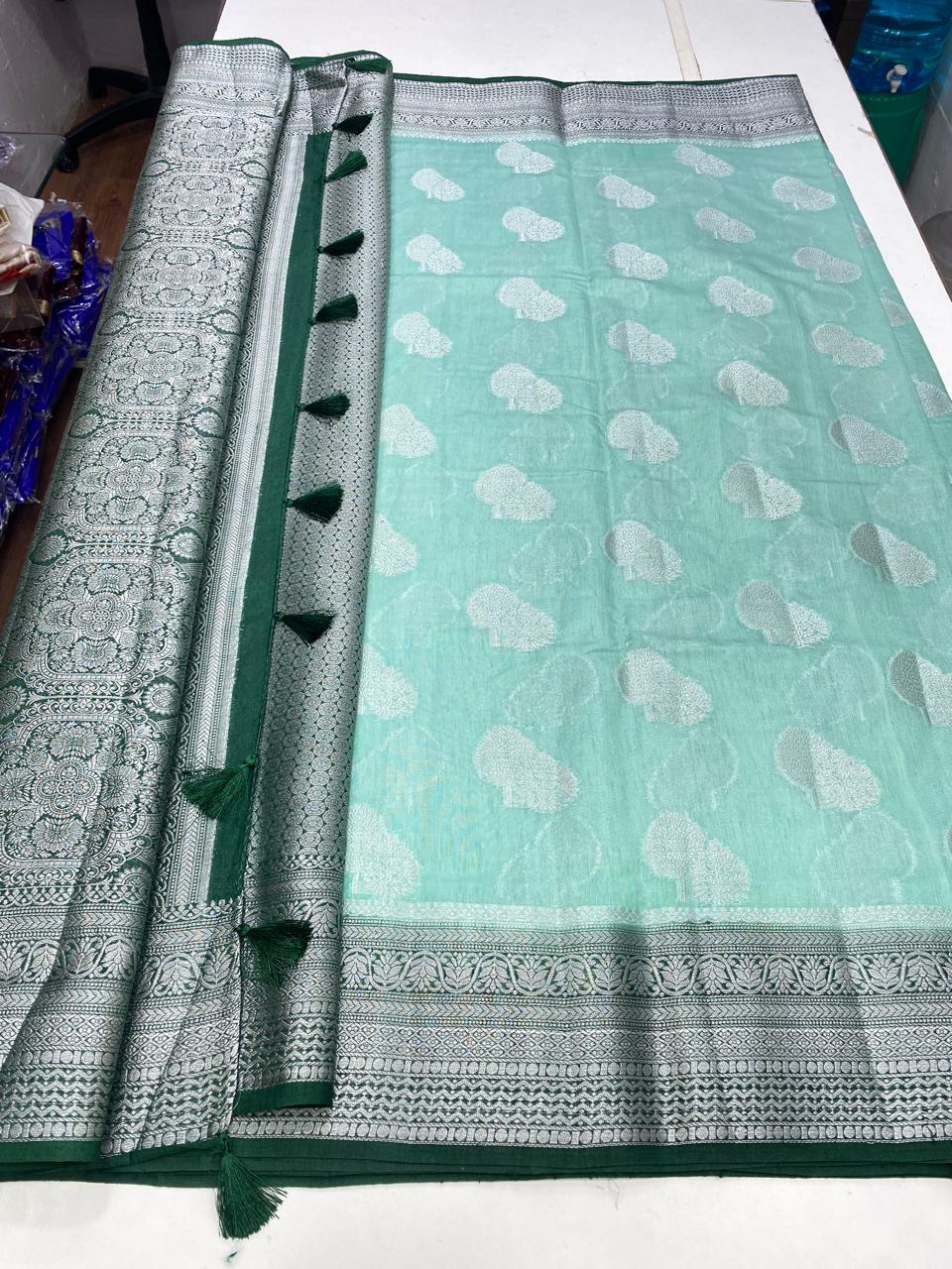 Soft Cotton Silver Butta Saree (2728)