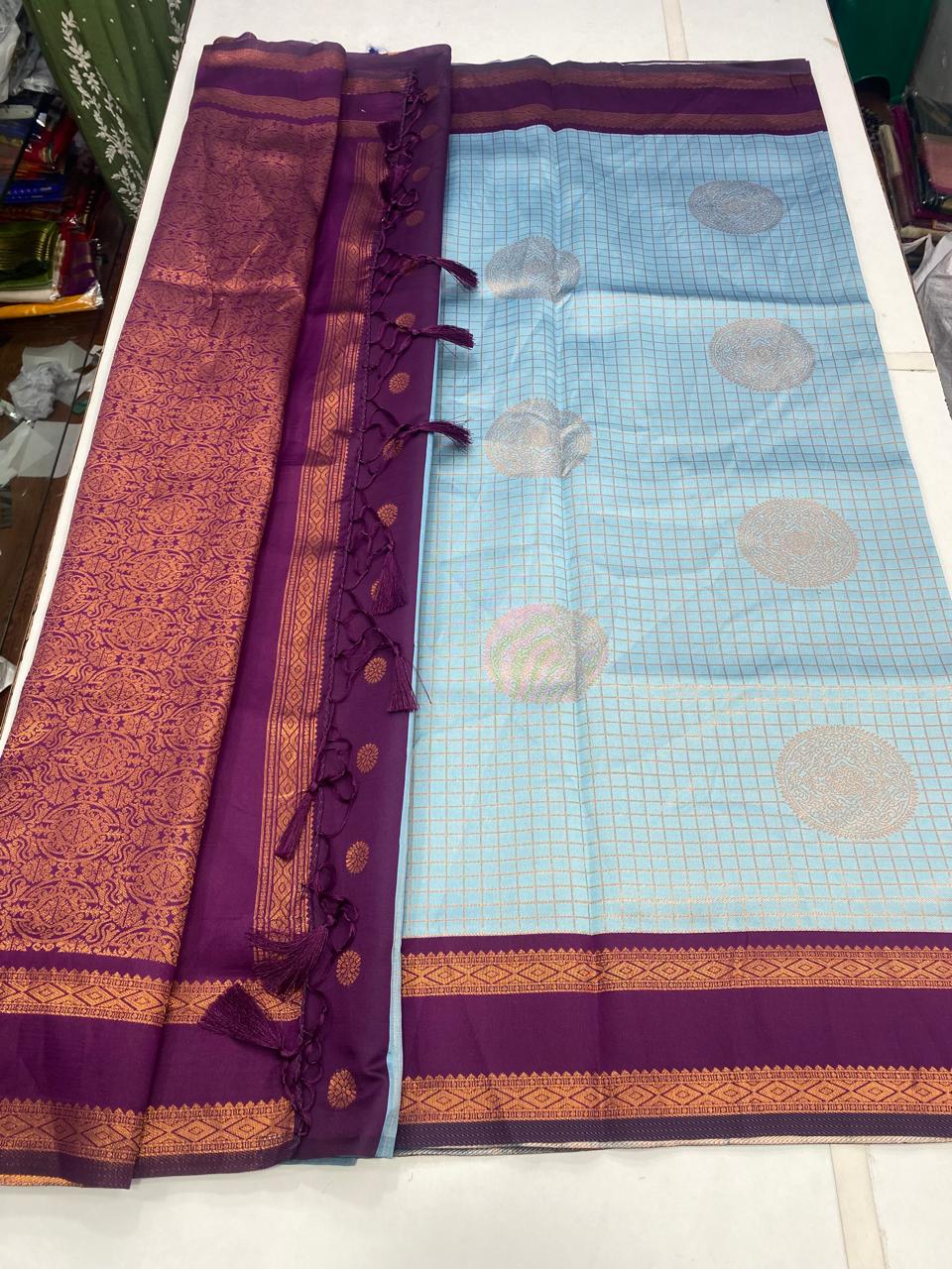 Semi Silk Checks Butta Saree (2799)