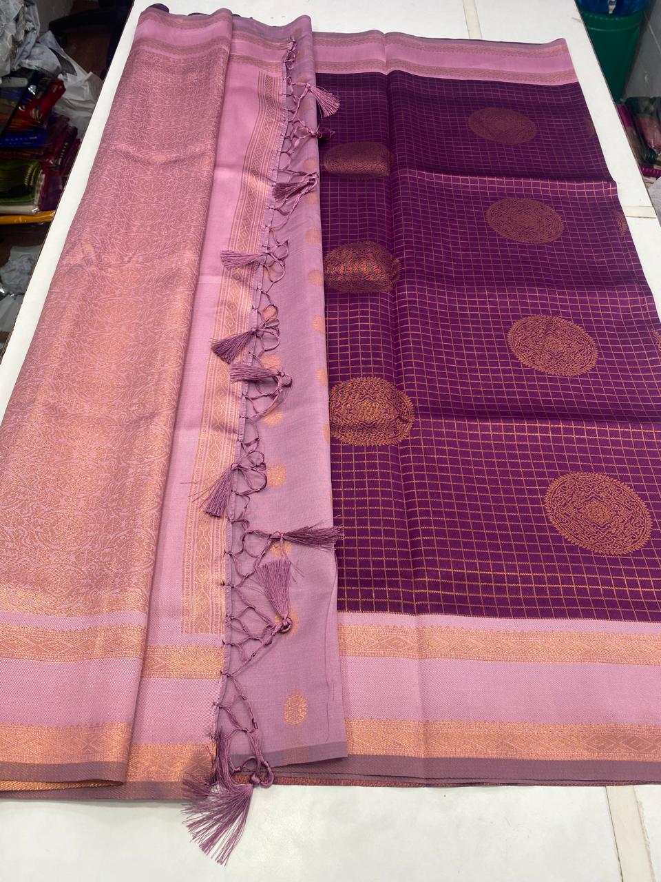 Semi Silk Checks Butta Saree (2799)