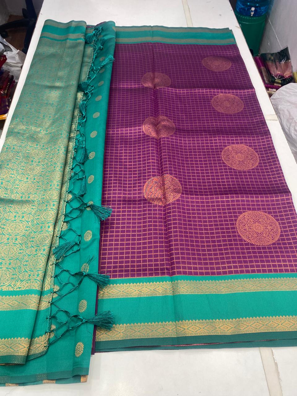 Semi Silk Checks Butta Saree (2799)