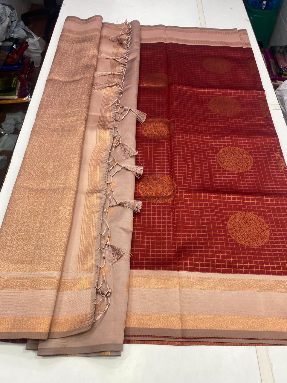 Semi Silk Checks Butta Saree (2799)