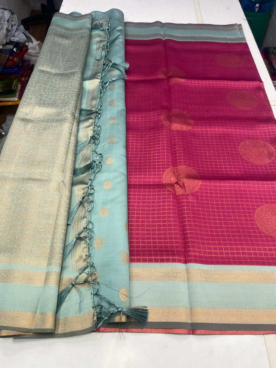 Semi Silk Checks Butta Saree (2799)