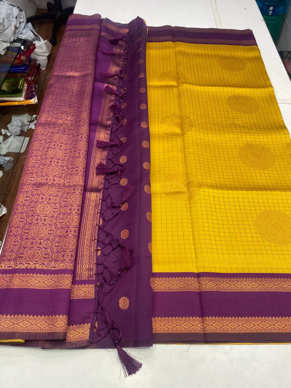 Semi Silk Checks Butta Saree (2799)