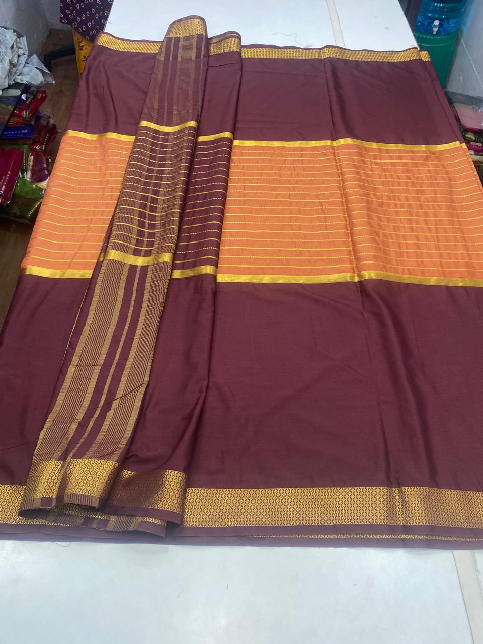 Mysore Crepe Big Border Saree (2807B)
