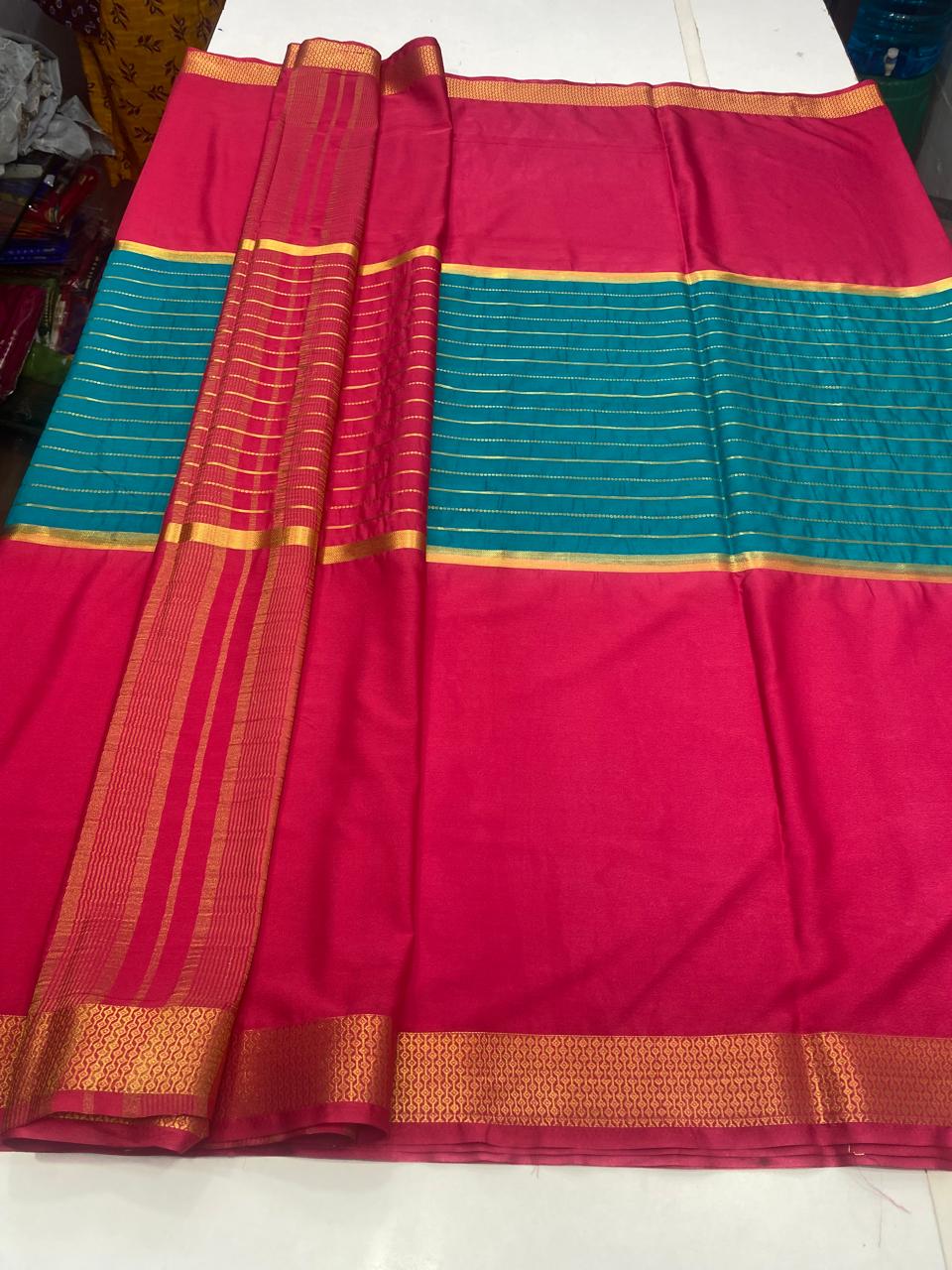 Mysore Crepe Big Border Saree (2807B)