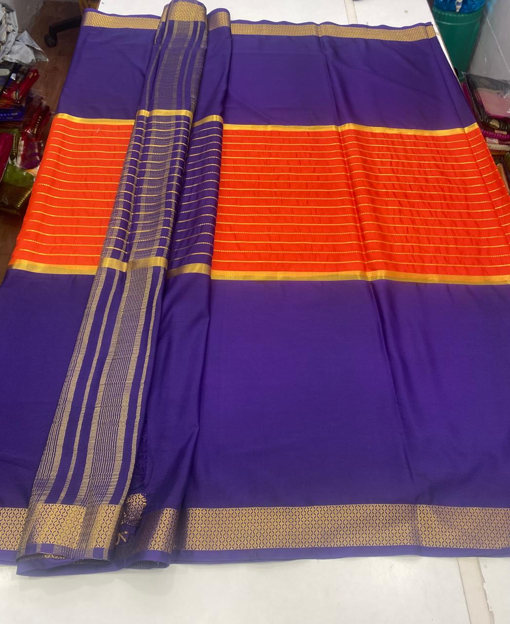 Mysore Crepe Big Border Saree (2807B)