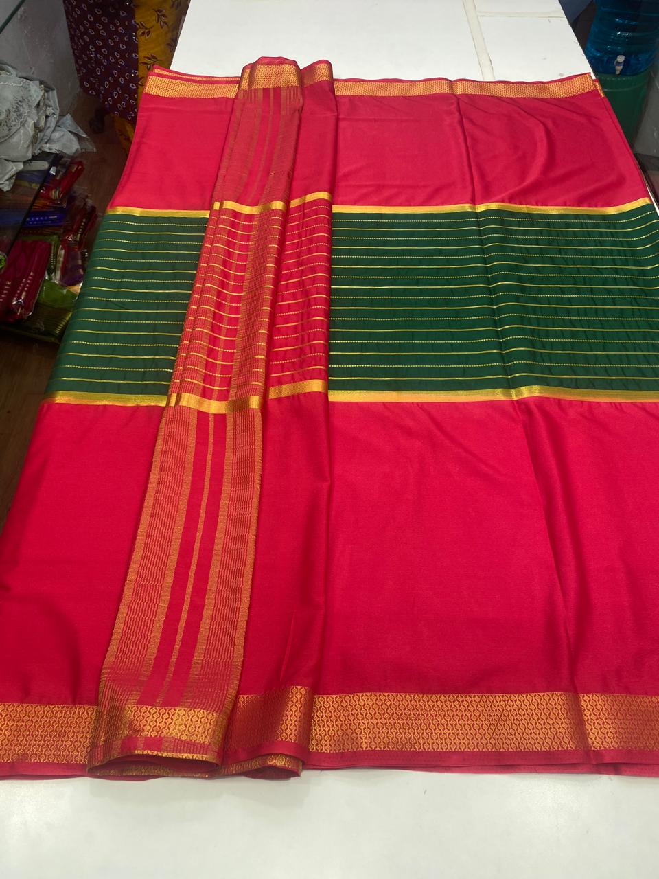 Mysore Crepe Big Border Saree (2807B)