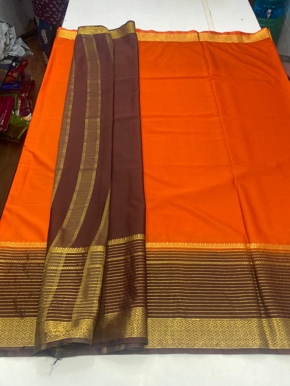 Mysore Crepe Big Border Saree (2809)