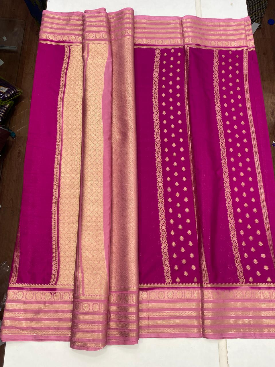 Mysore Crepe Butta Lines Saree (2804)