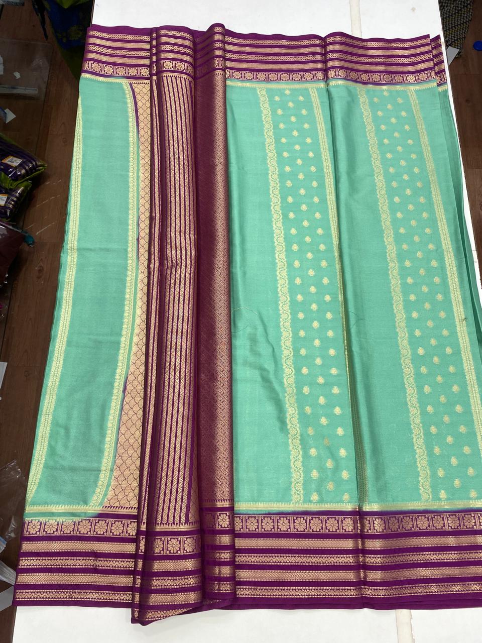 Mysore Crepe Butta Lines Saree (2804)