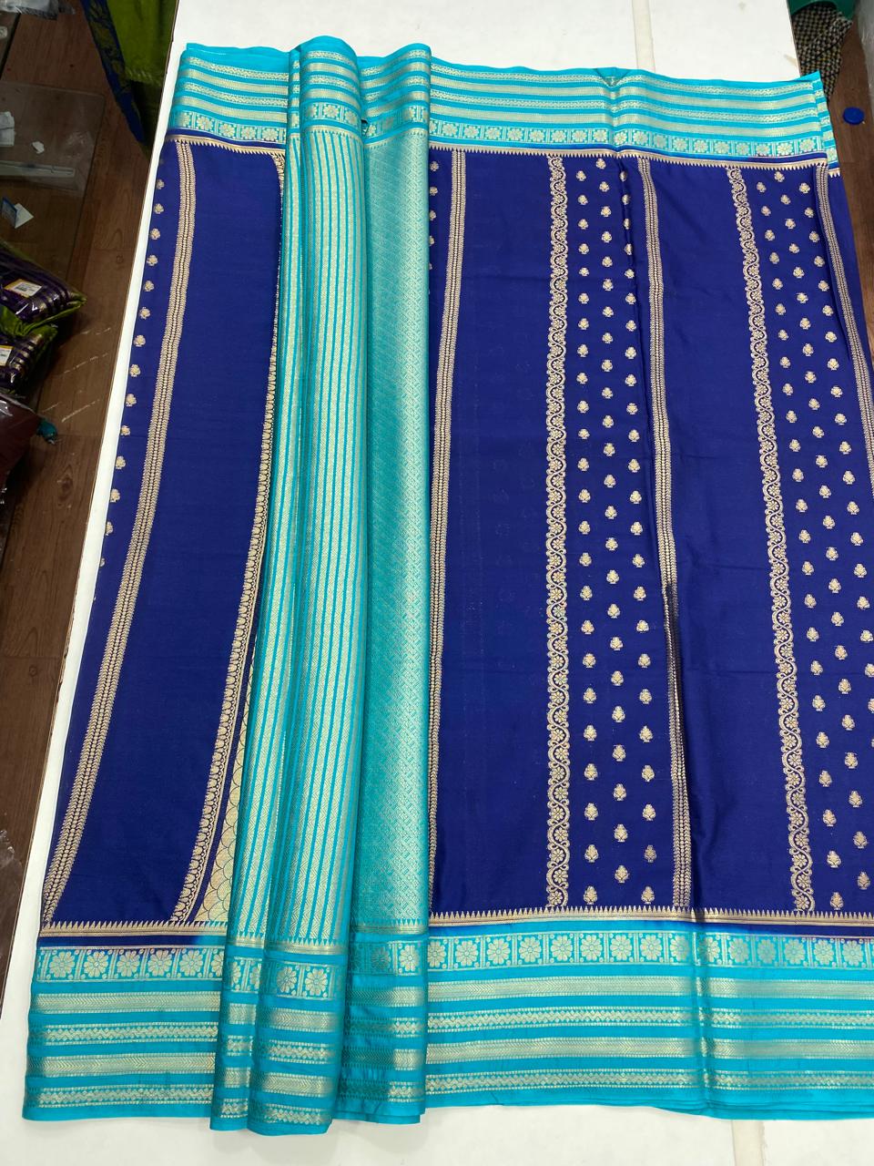 Mysore Crepe Butta Lines Saree (2804)