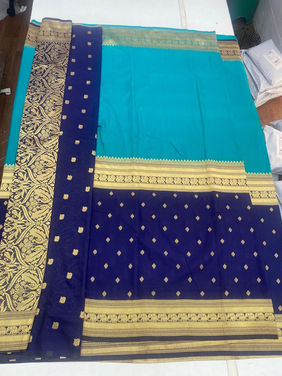 Khaddi Georgette Half N Half Saree (2810B)