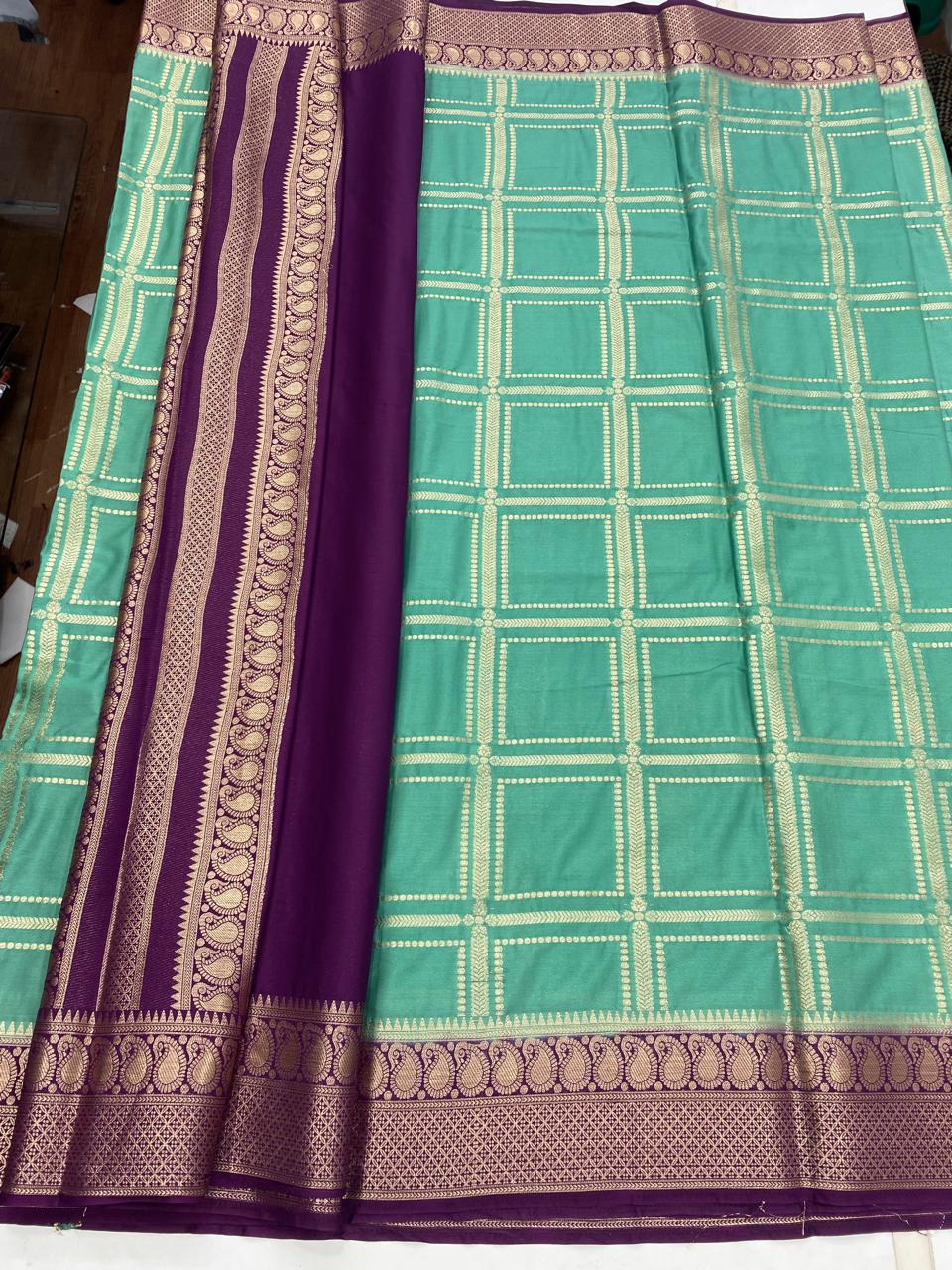 Mysore Crepe Checks Saree (2855B)