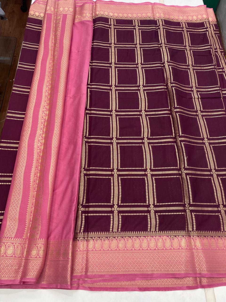 Mysore Crepe Checks Saree (2855B)