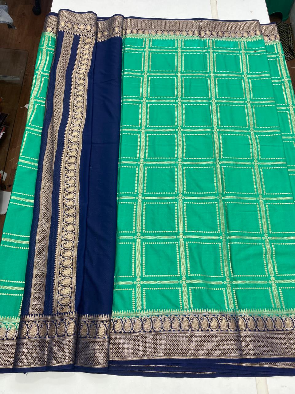 Mysore Crepe Checks Saree (2855B)