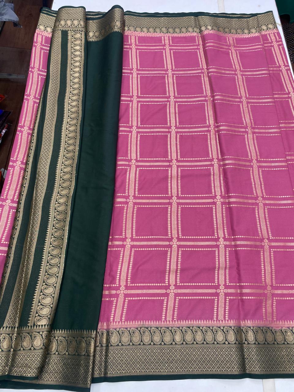 Mysore Crepe Checks Saree (2855B)