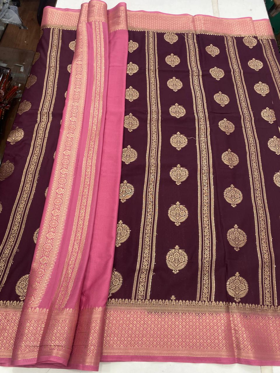 Mysore Crepe Butta Lines Saree (2855)