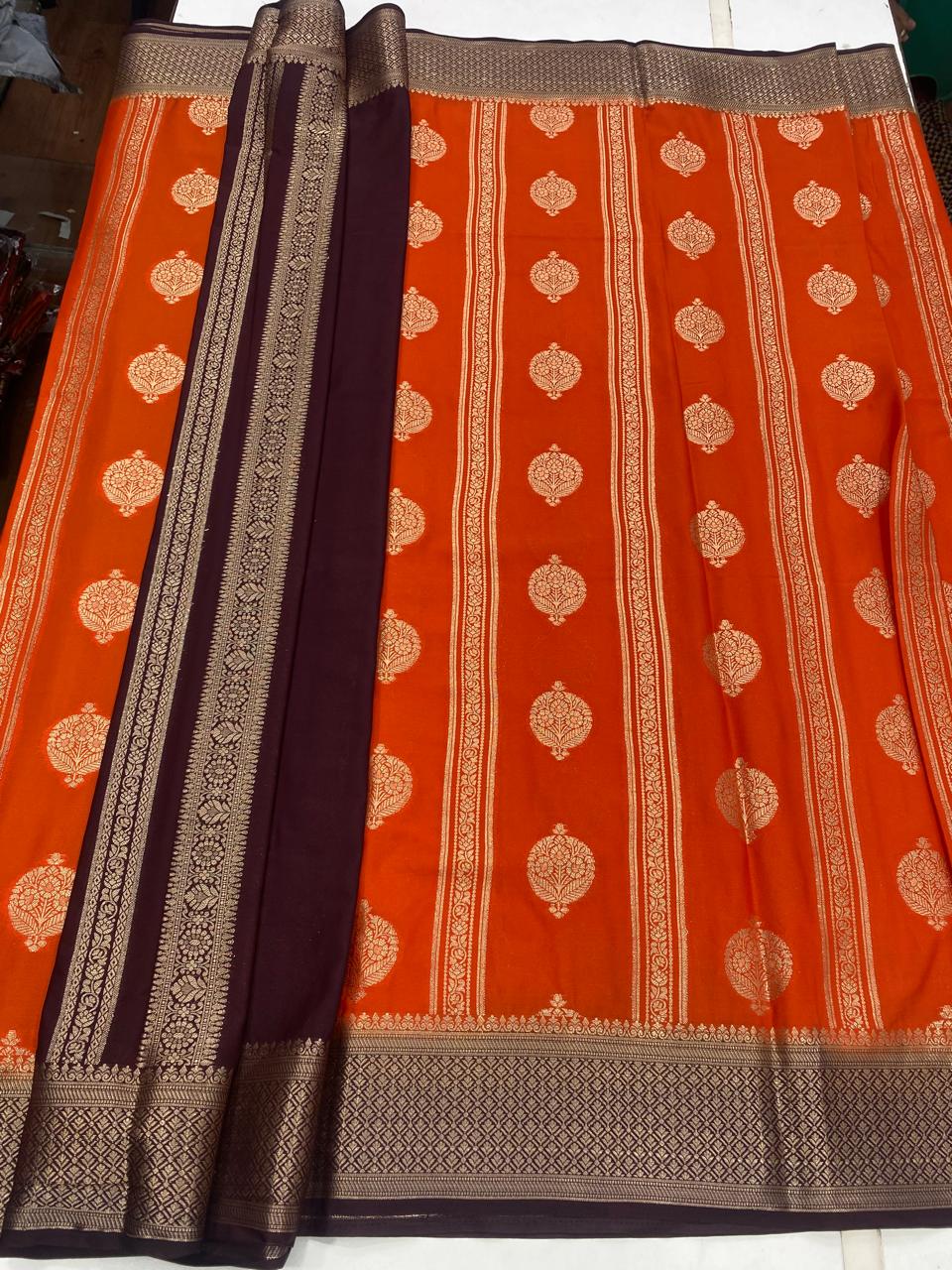 Mysore Crepe Butta Lines Saree (2855)