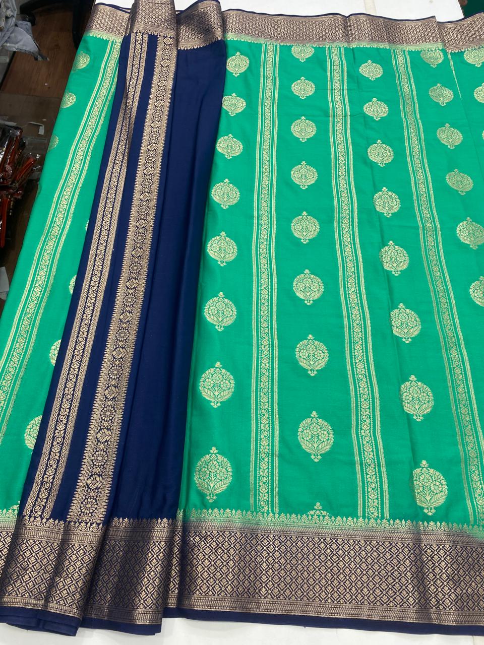 Mysore Crepe Butta Lines Saree (2855)