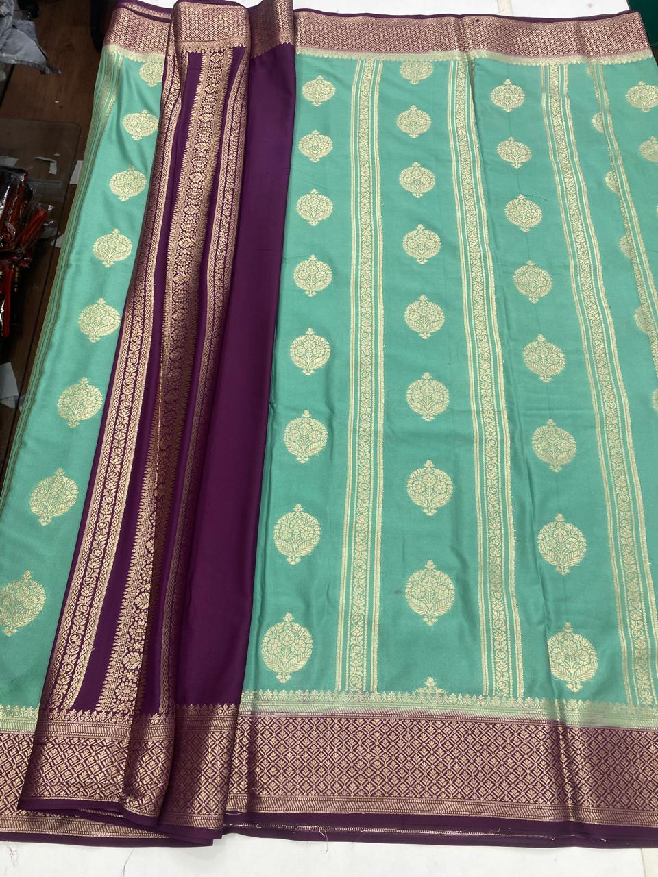 Mysore Crepe Butta Lines Saree (2855)