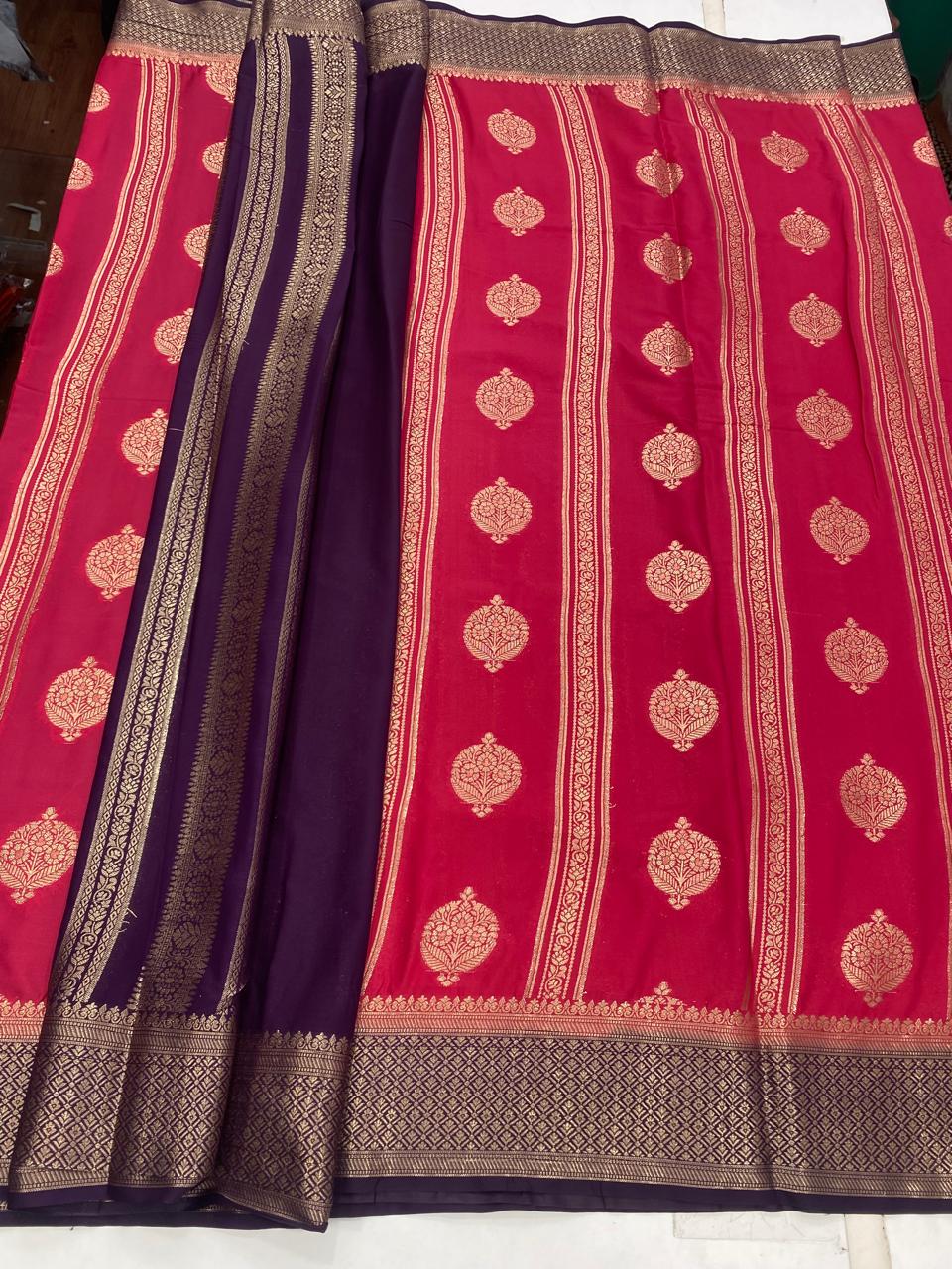 Mysore Crepe Butta Lines Saree (2855)