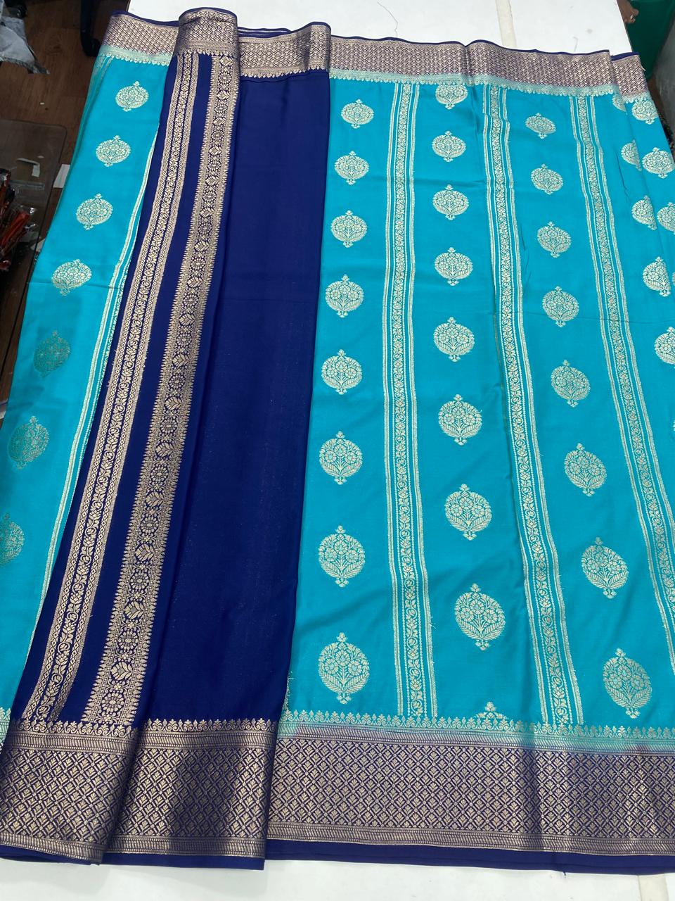Mysore Crepe Butta Lines Saree (2855)