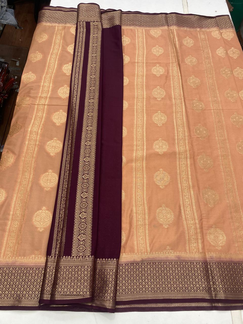 Mysore Crepe Butta Lines Saree (2855)