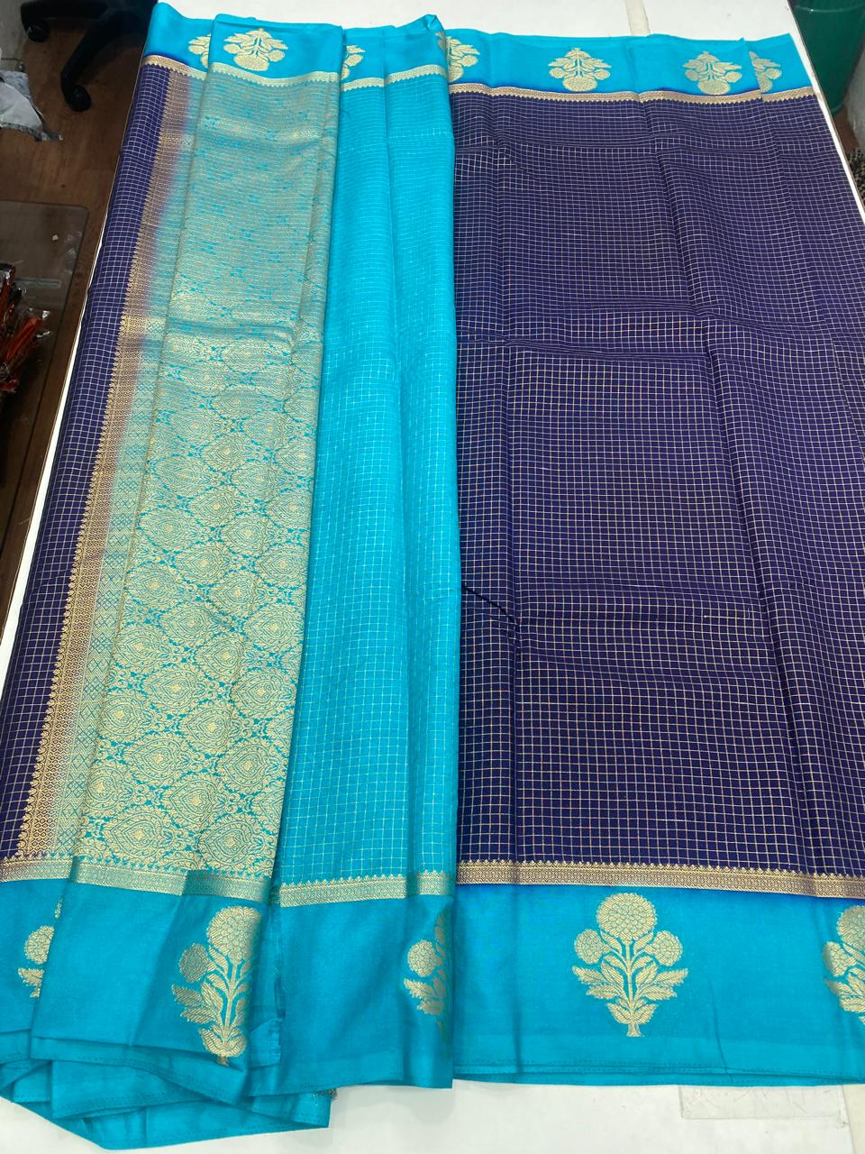 Georgette Checks Saree (2803)
