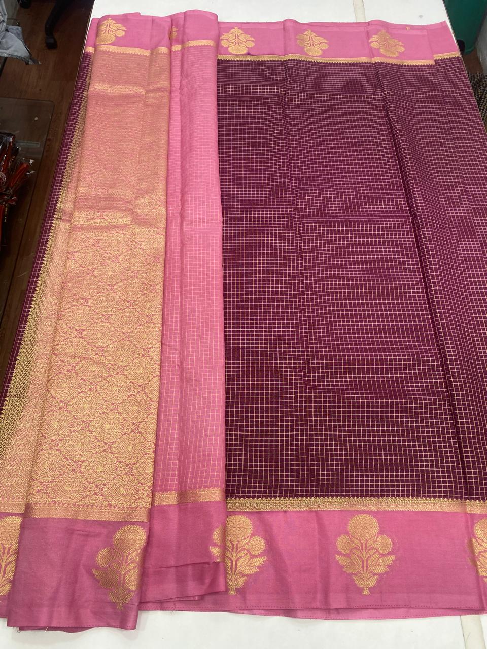 Georgette Checks Saree (2803)