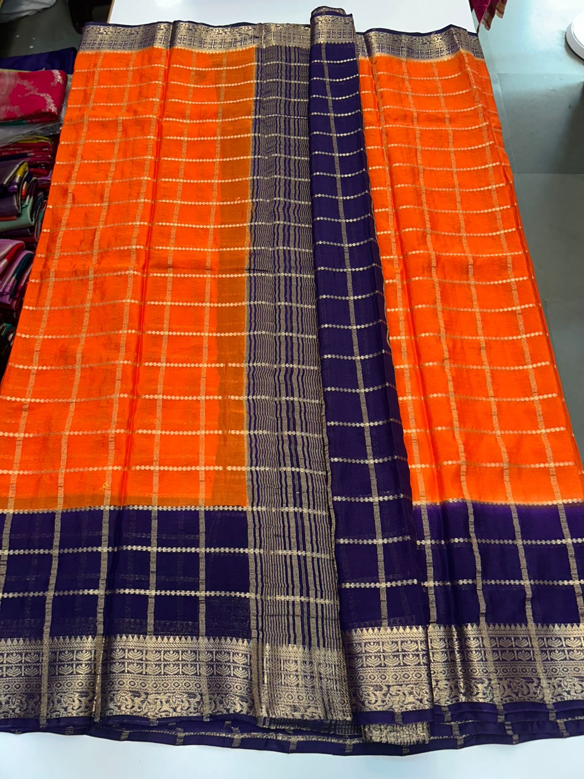 Mysore Crepe Checks Saree (2892)