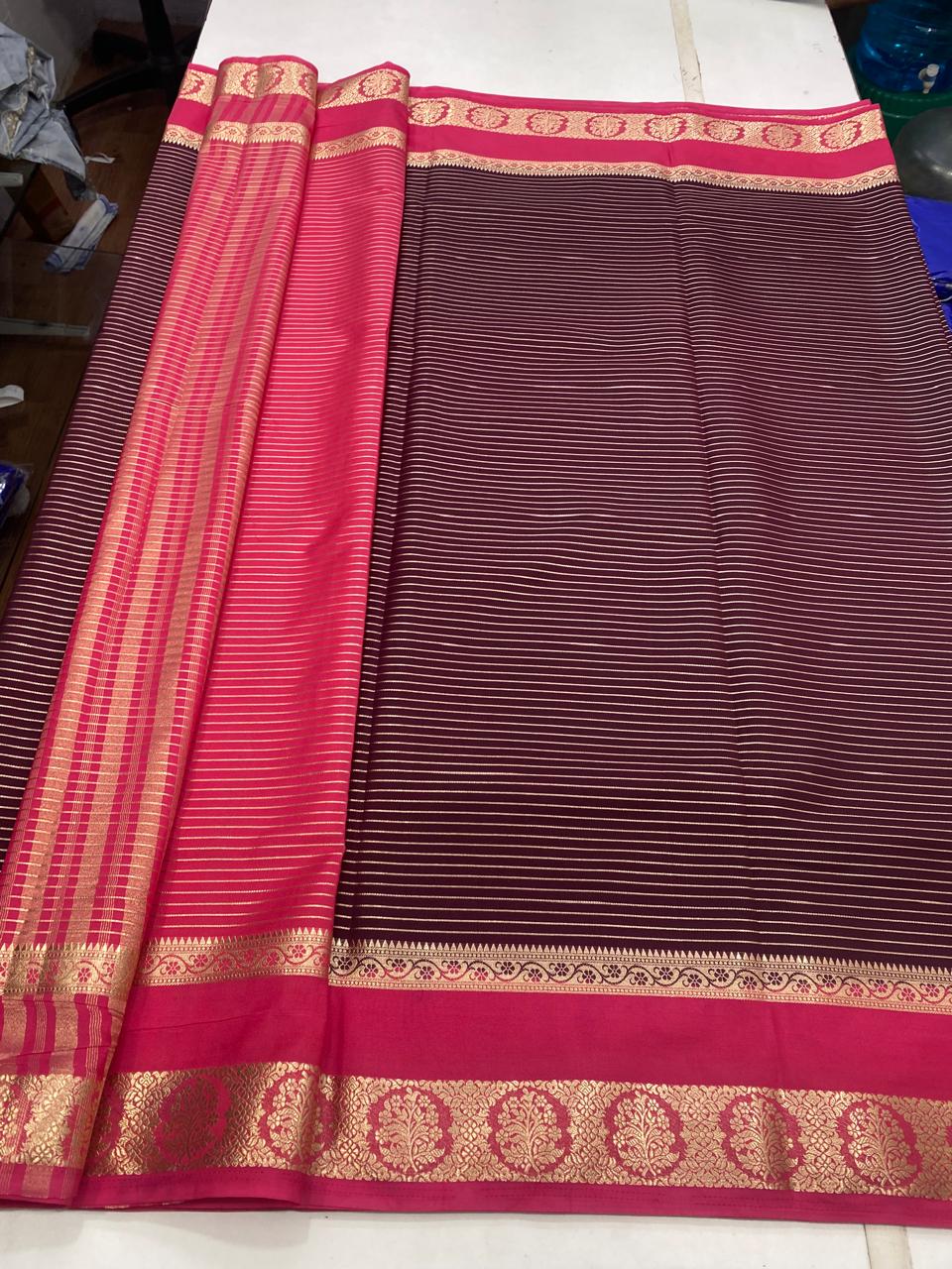 Mysore Crepe Lines Saree (2923C)