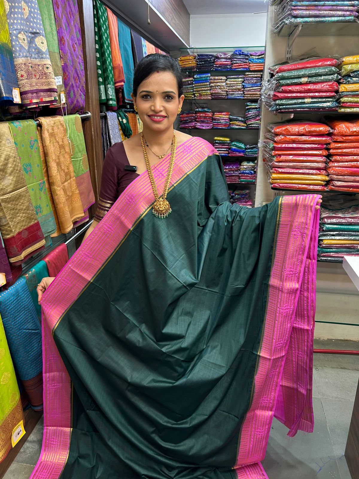 Mysore Crepe Zari Border Saree ( 2959-R7 )