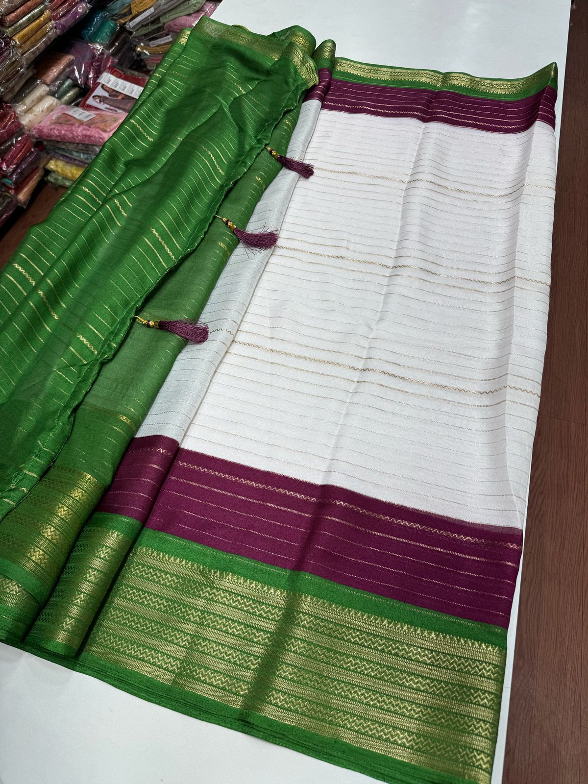 Georgette 3D Lines Saree (2308)-1