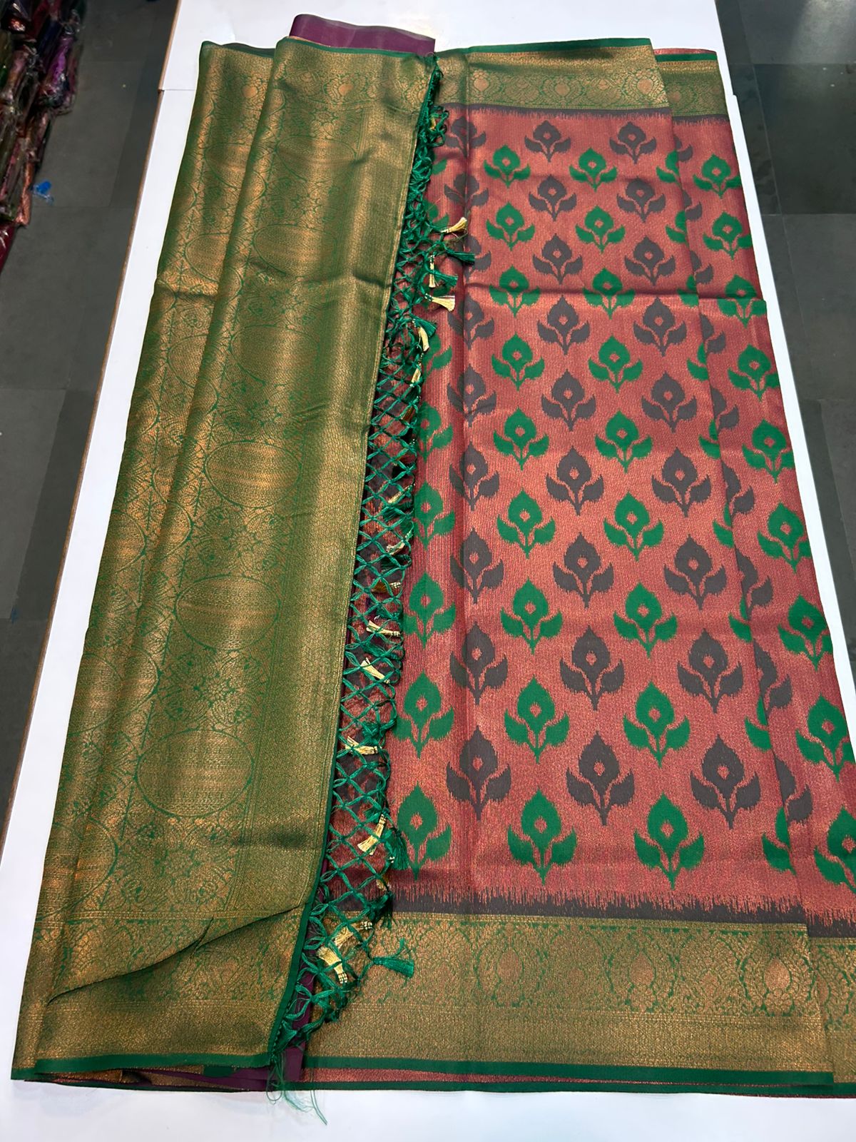 Meena Flower Butta Shimmer Saree (2442A)