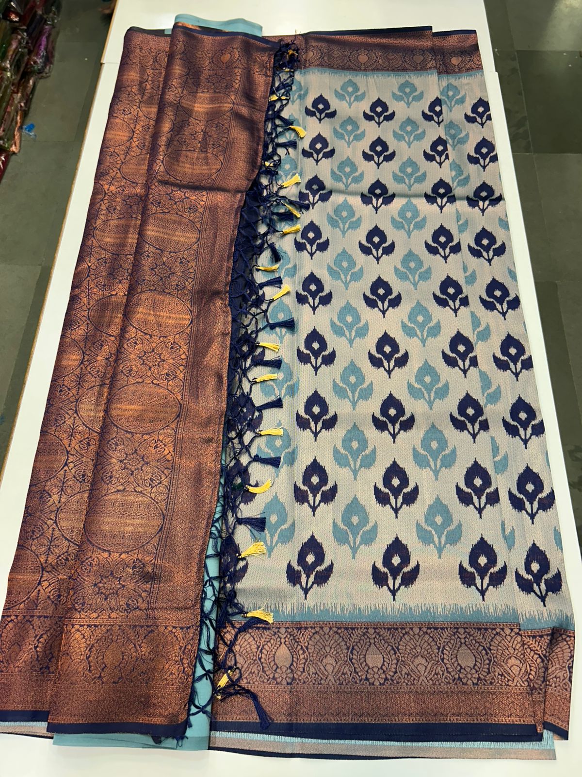 Meena Flower Butta Shimmer Saree (2442A)