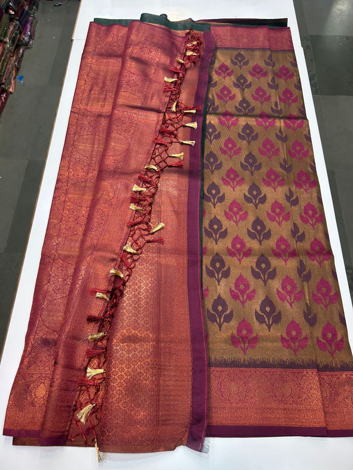 Meena Flower Butta Shimmer Saree (2442A)