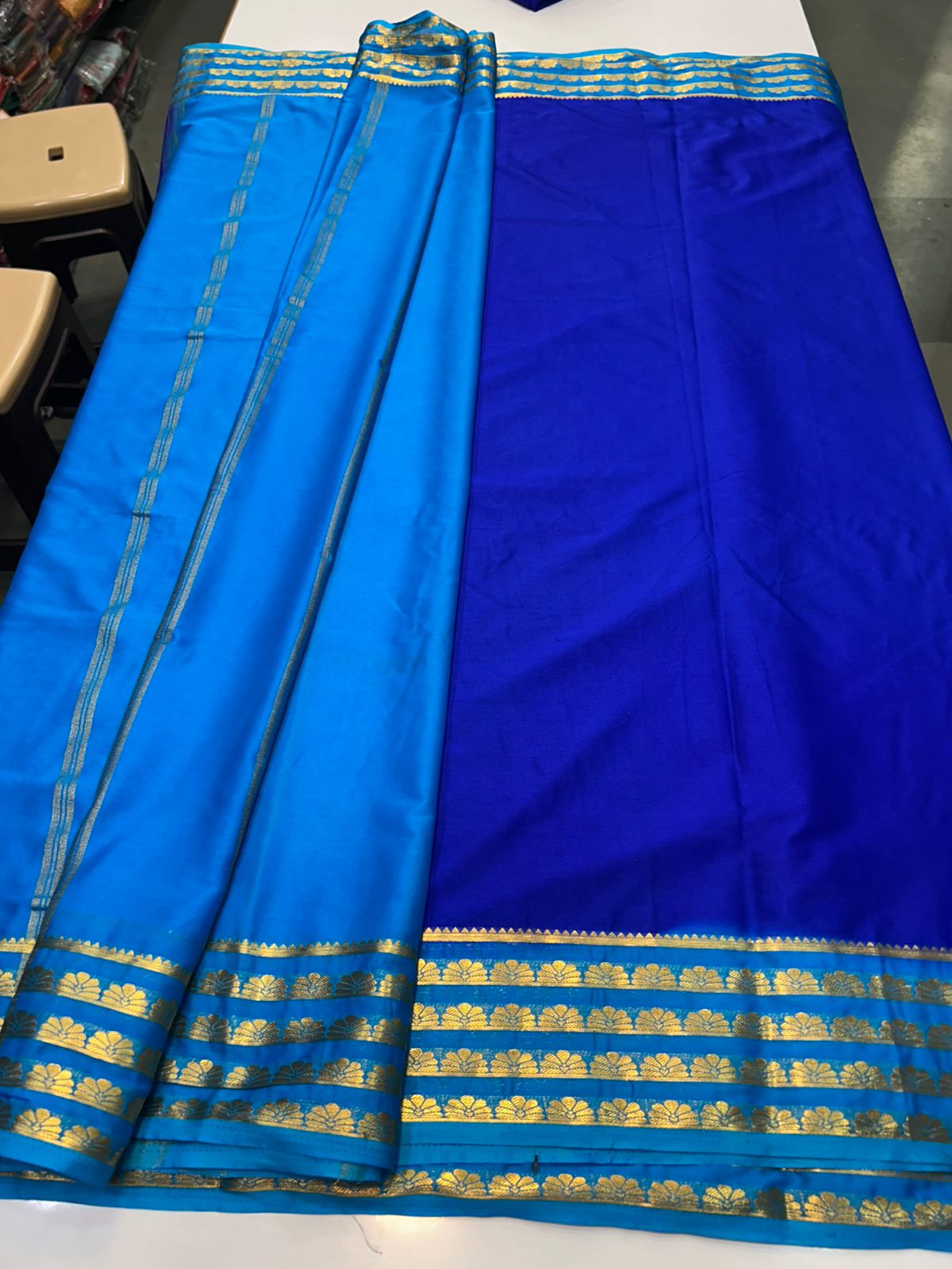 Crepe Royal Blue Saree (2426F-1)