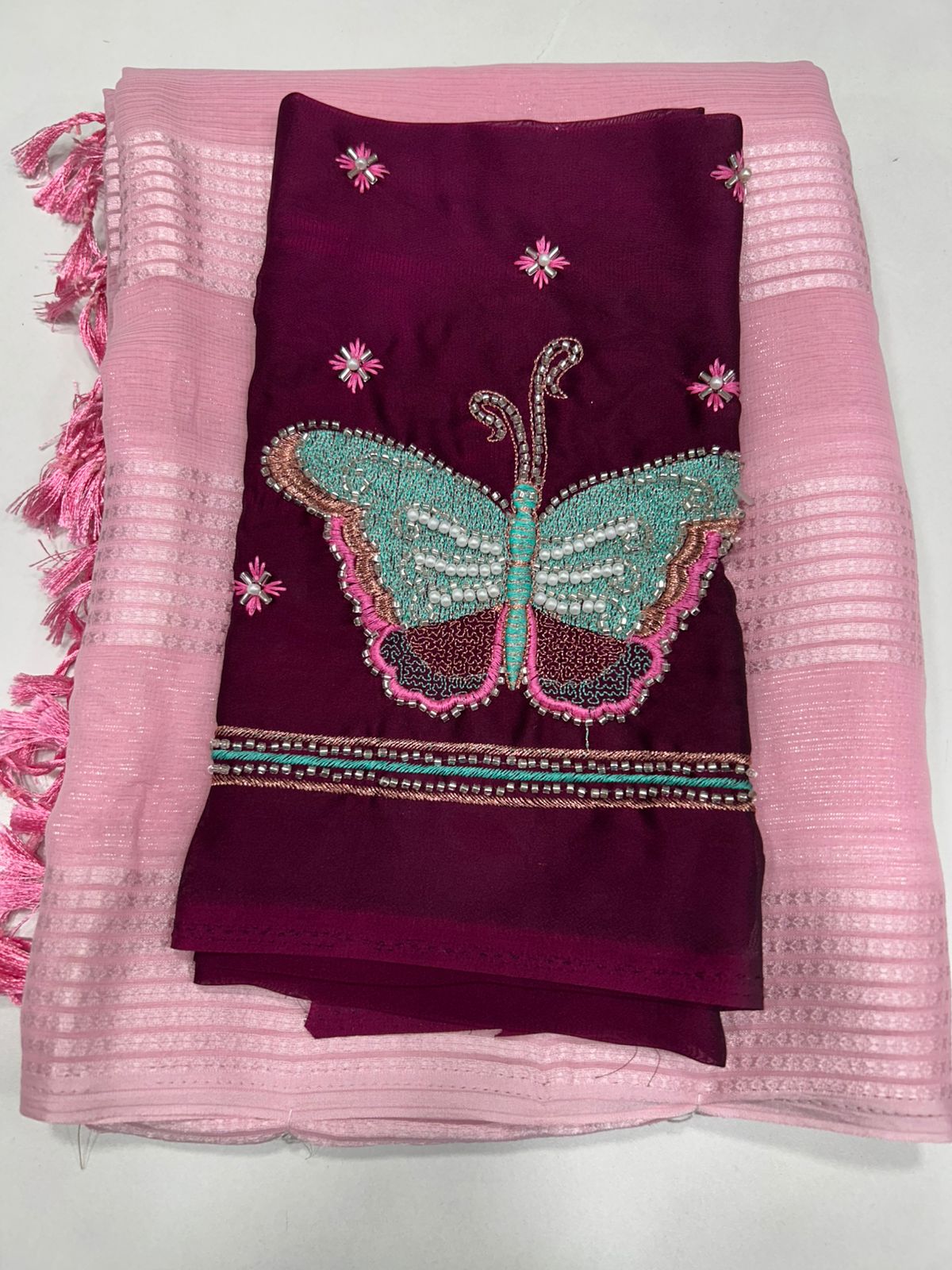 Fancy Georgette Saree Butterfly Blouse (2456)