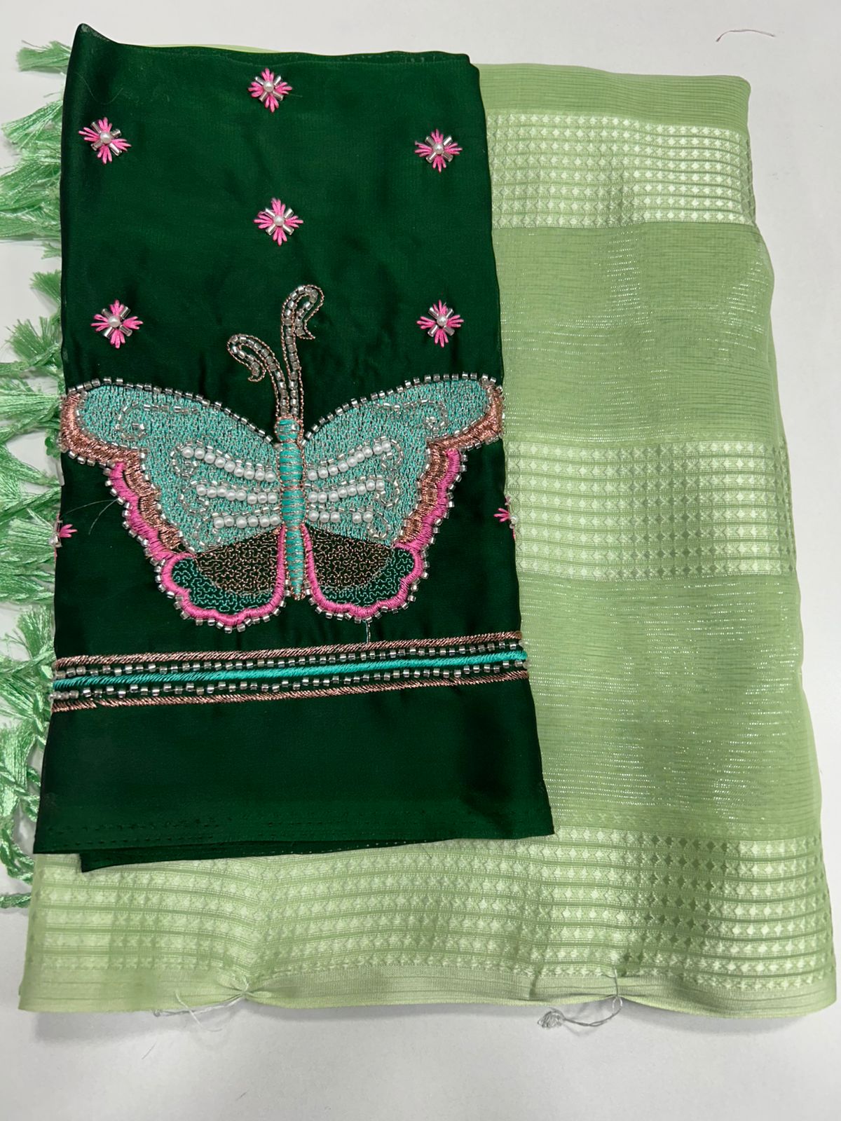 Fancy Georgette Saree Butterfly Blouse (2456)