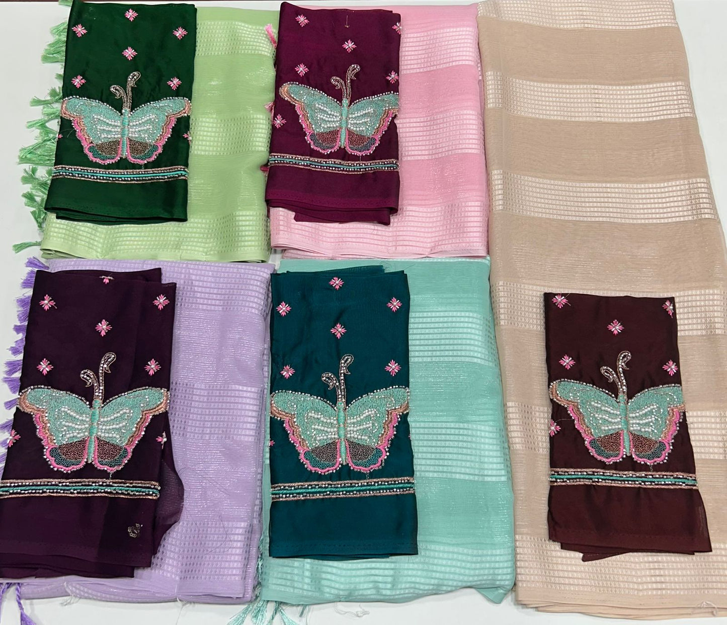 Fancy Georgette Saree Butterfly Blouse (2456)