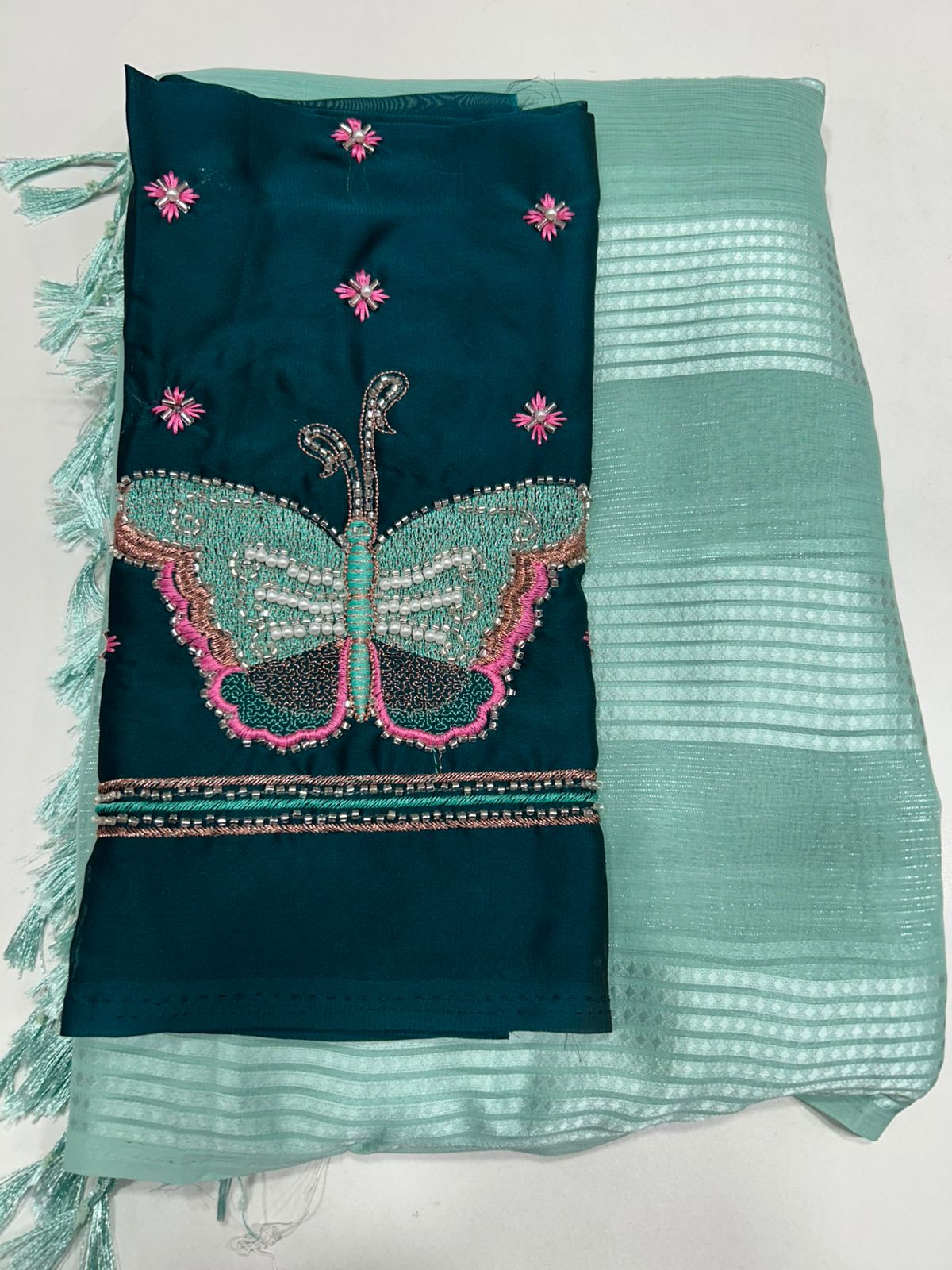 Fancy Georgette Saree Butterfly Blouse (2456)