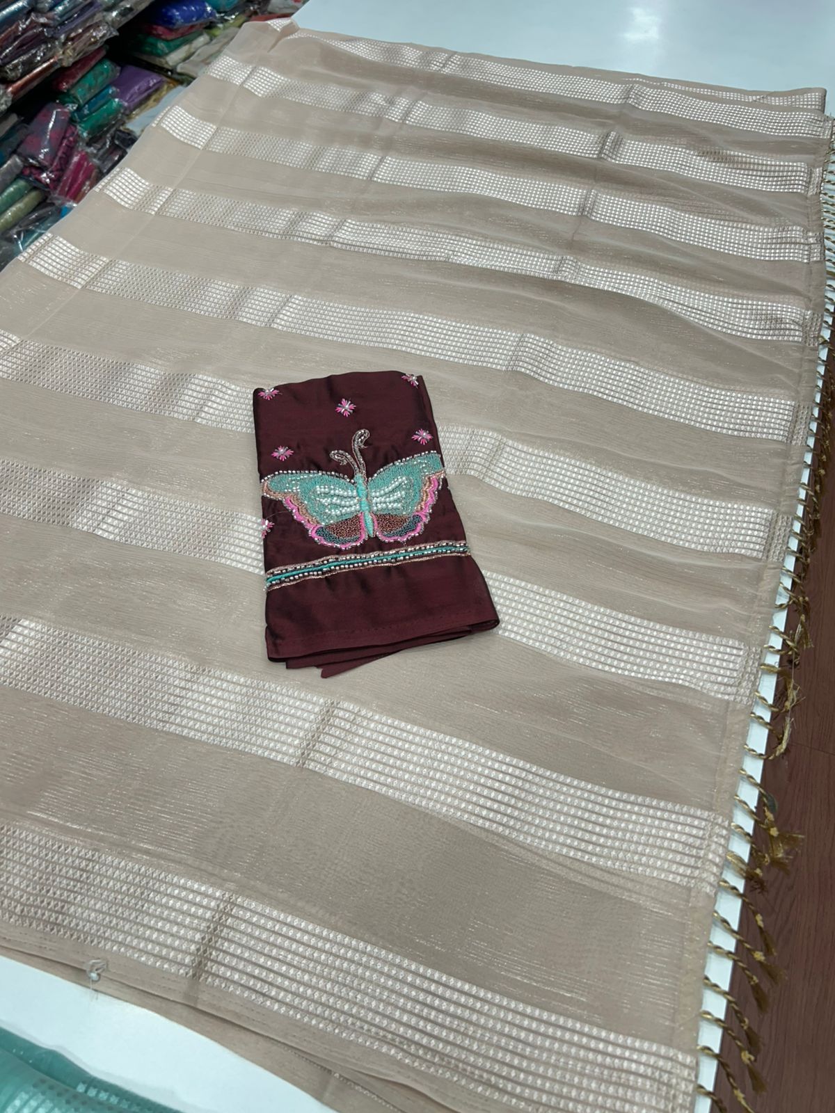 Fancy Georgette Saree Butterfly Blouse (2456)