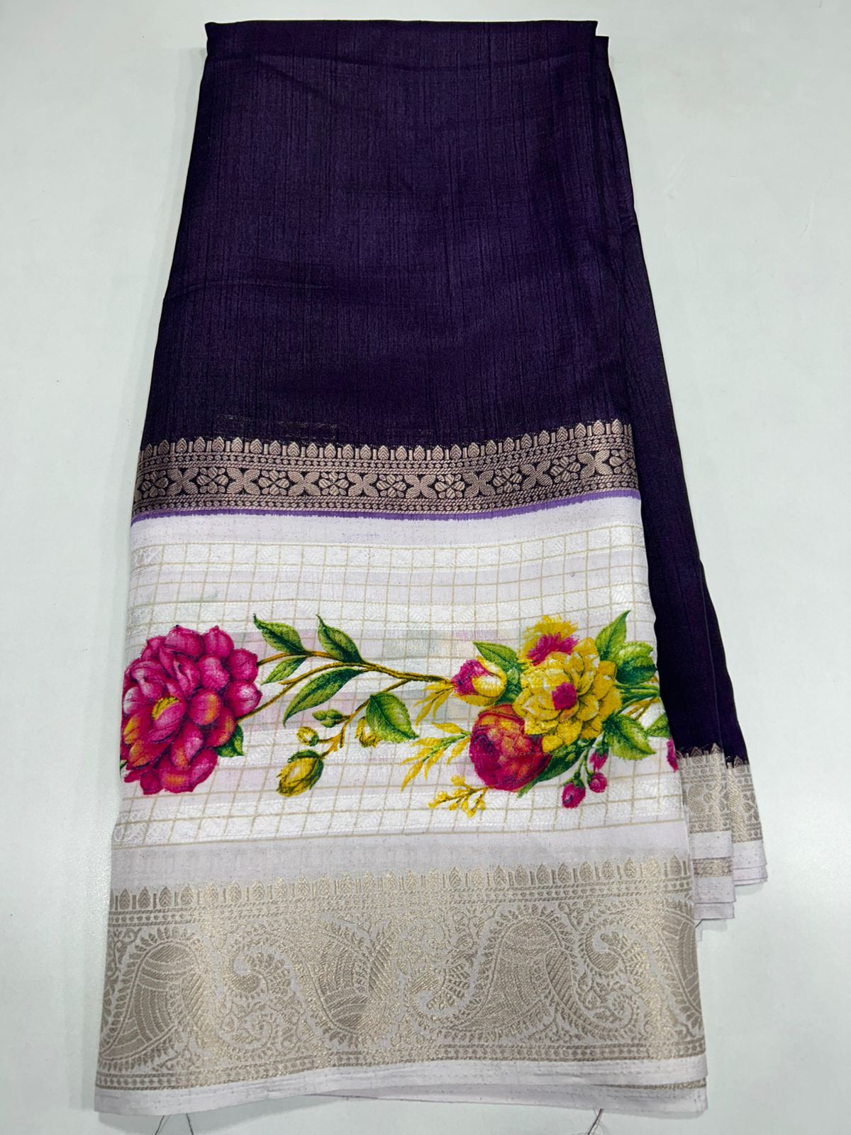 Fancy Raw Saree Digital Print Border (2460)