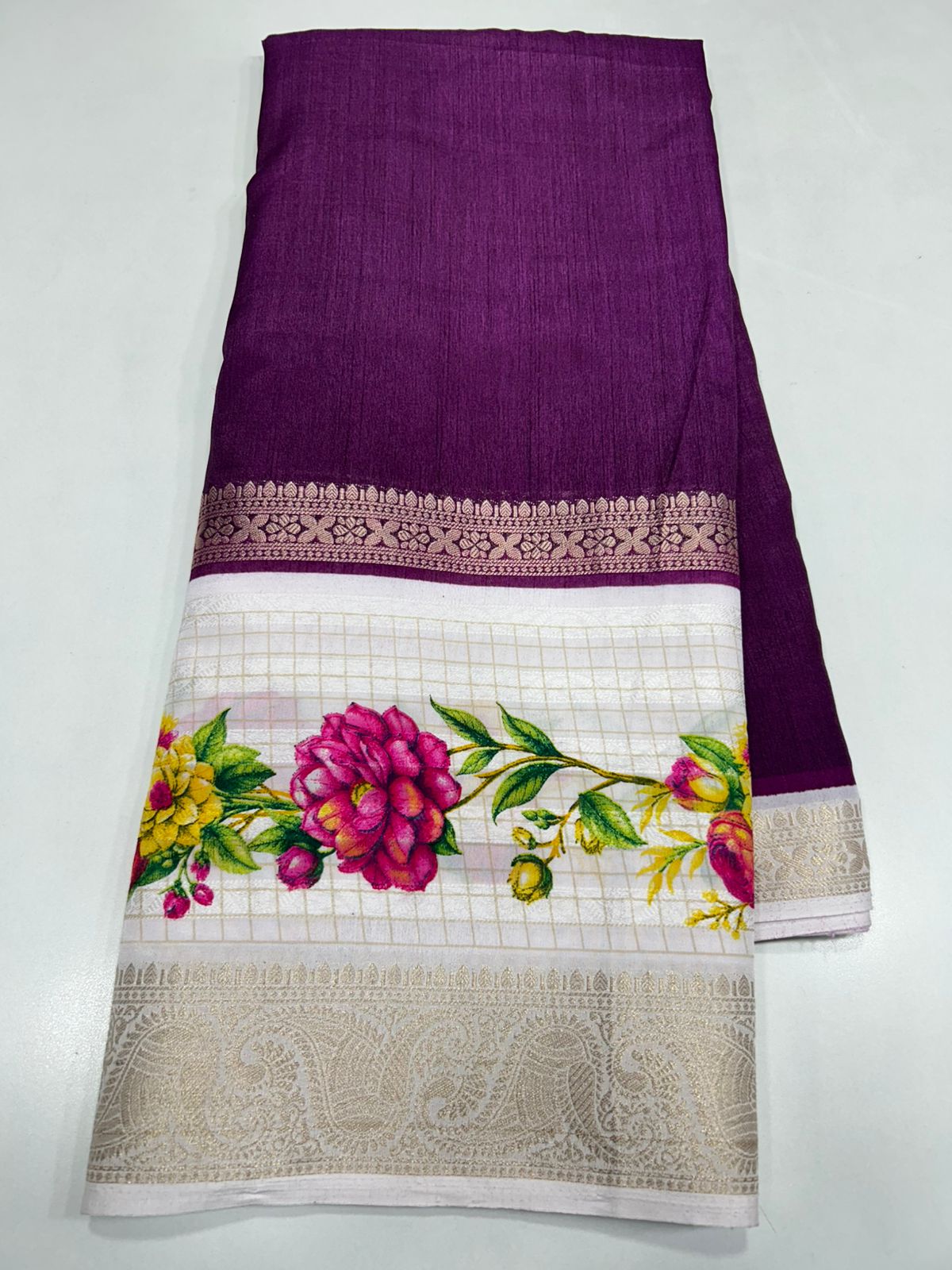 Fancy Raw Saree Digital Print Border (2460)