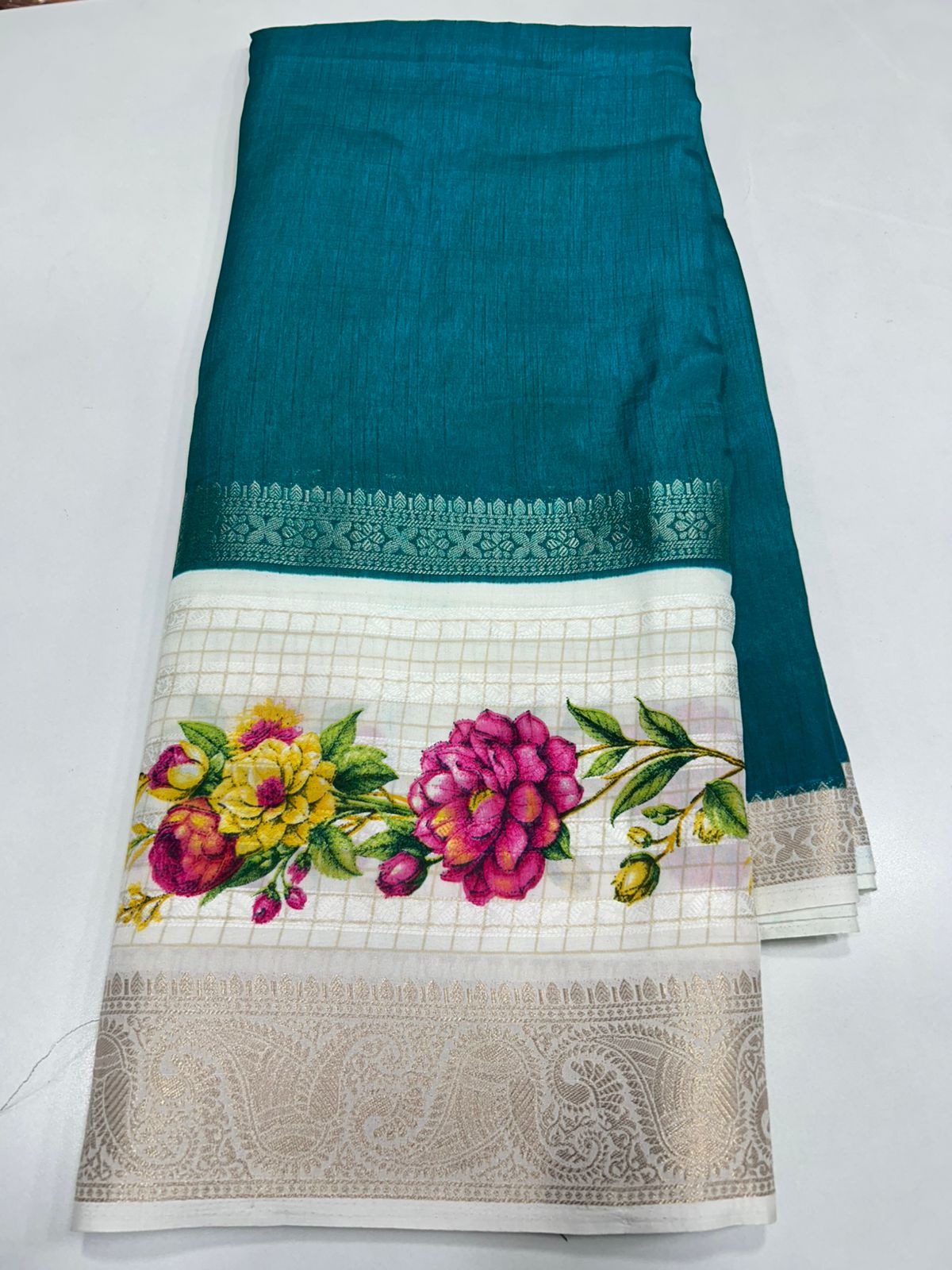 Fancy Raw Saree Digital Print Border (2460)