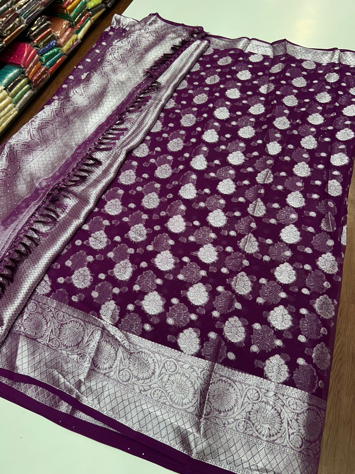 Fancy Georgette Saree With Stone (2481)
