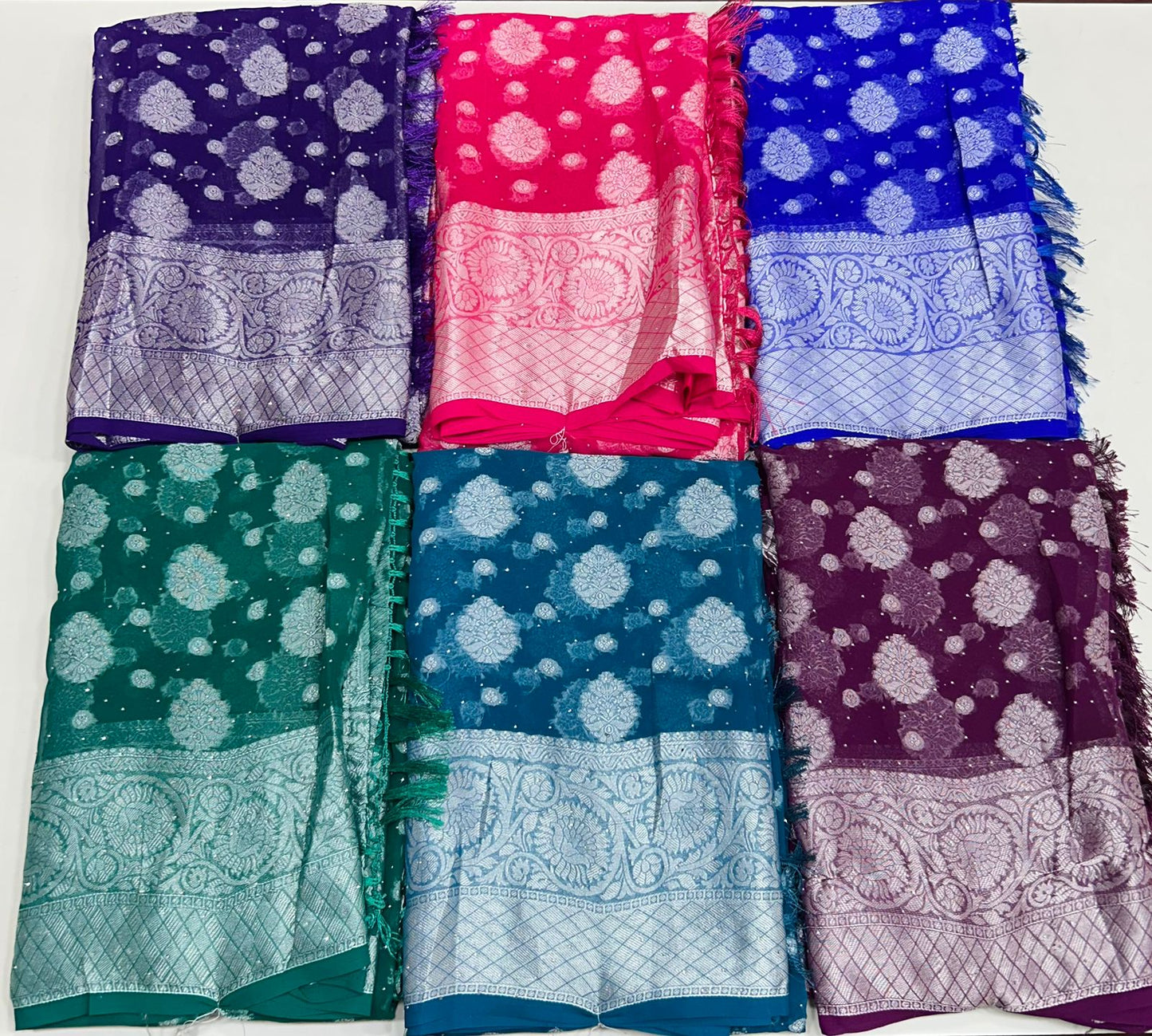 Fancy Georgette Saree With Stone (2481)